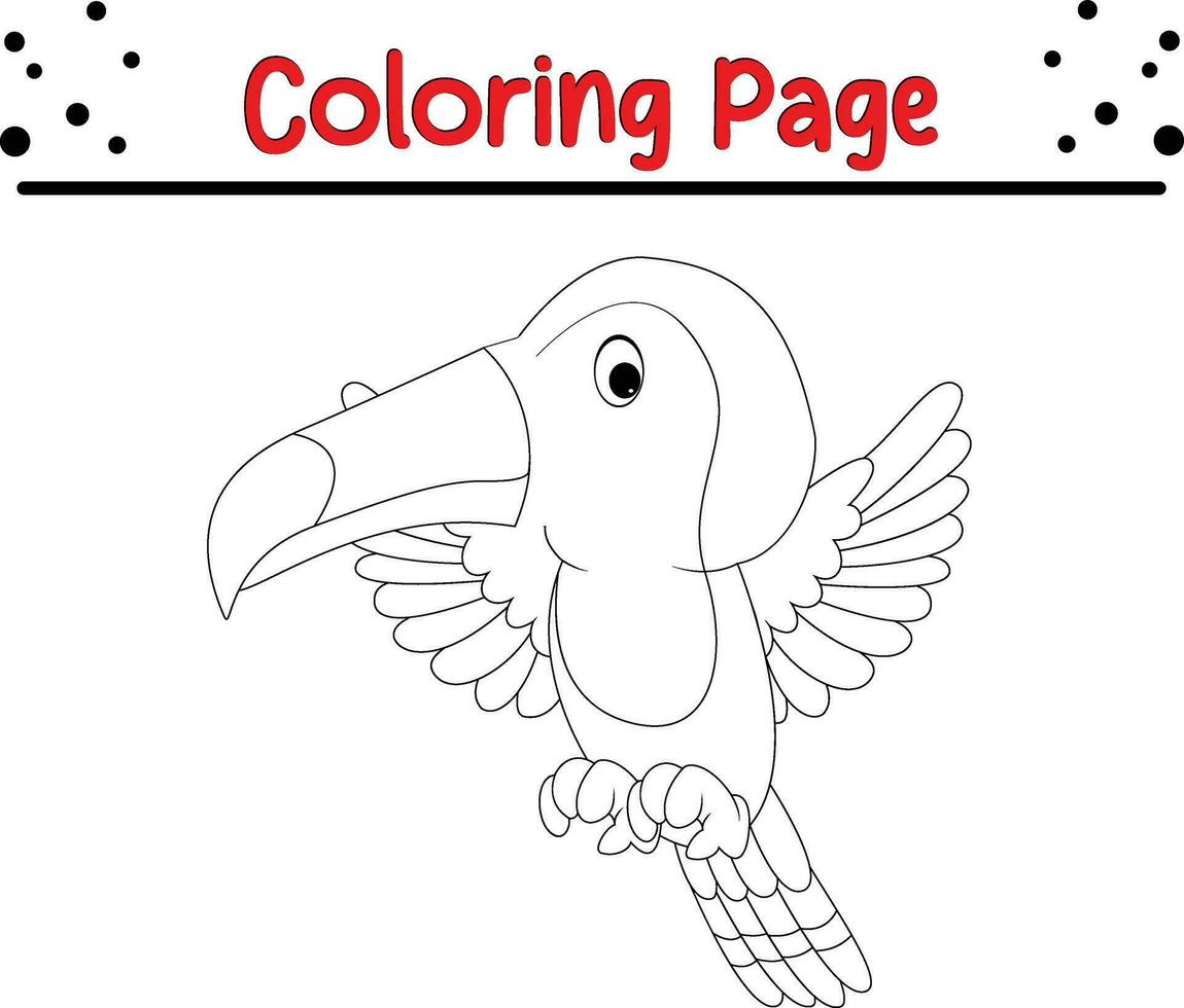 Toucan coloring page. Bird coloring book for kids vector