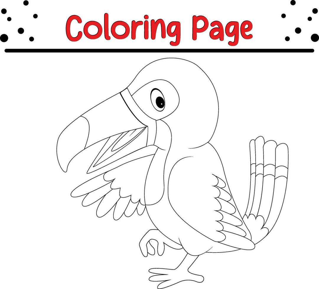 Toucan bird coloring page vector