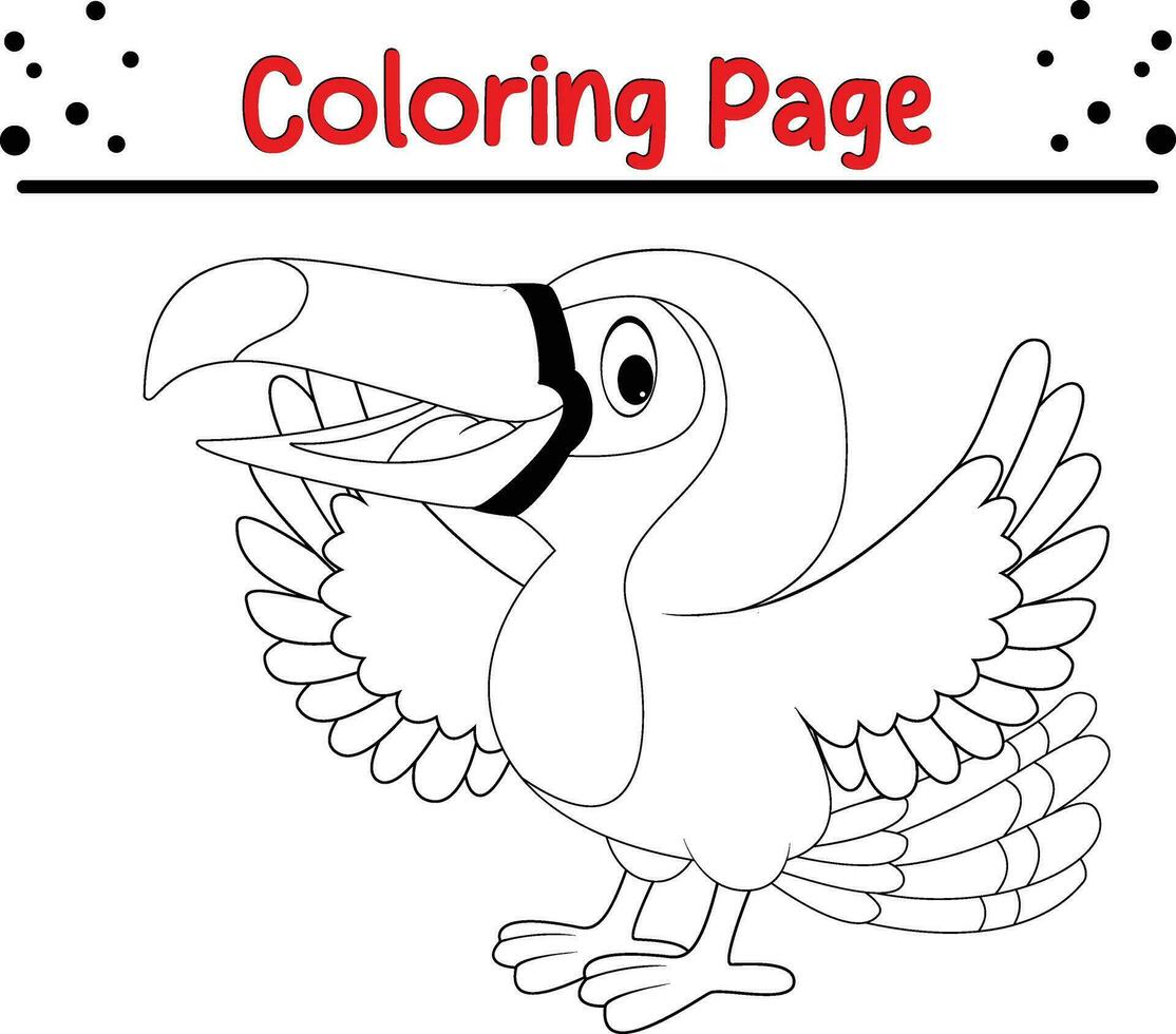 Toucan coloring page. Bird coloring book for kids vector