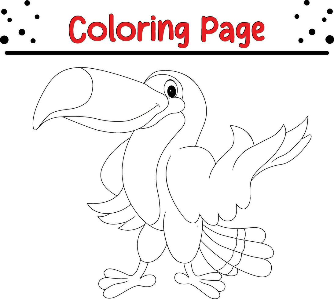 Toucan bird coloring page vector