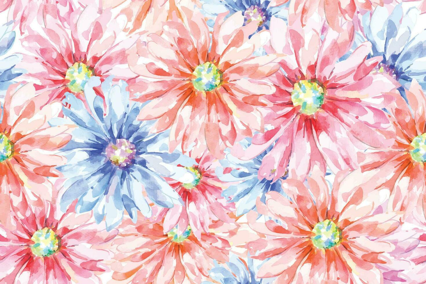 Flower and chrysanthemums seamless pattern with watercolor.Designed for fabric and wallpaper, vintage style.Blooming floral painting for summer.Flower background.Botany background. vector