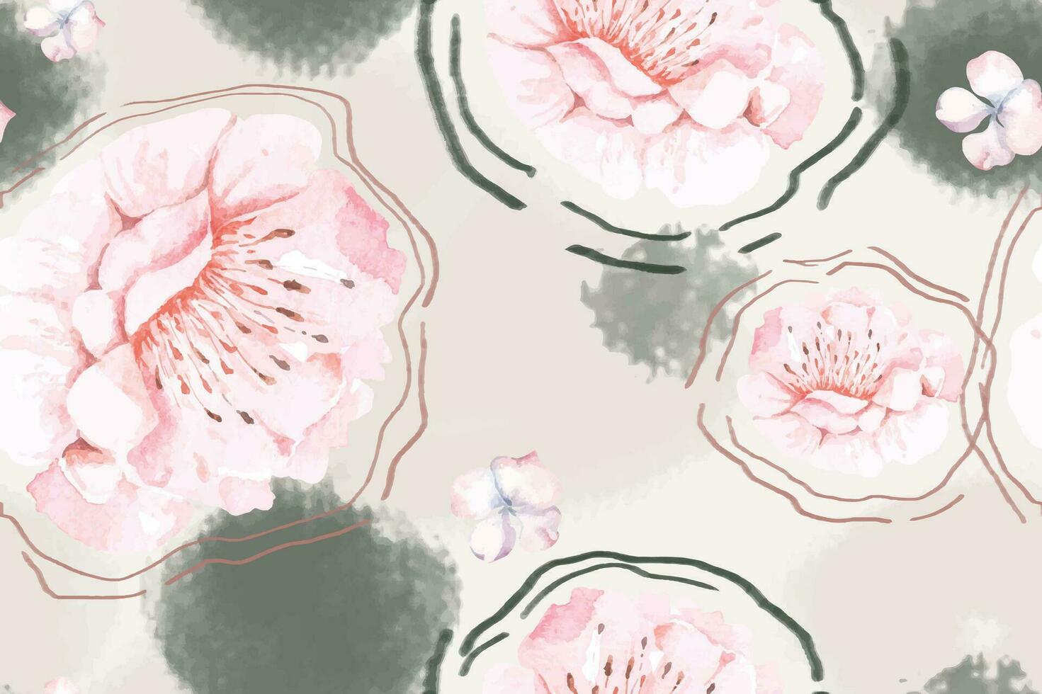 Rose seamless pattern with watercolor for fabric and wallpaper, vintage style.Blooming floral minimal background.Botany pastel background. vector