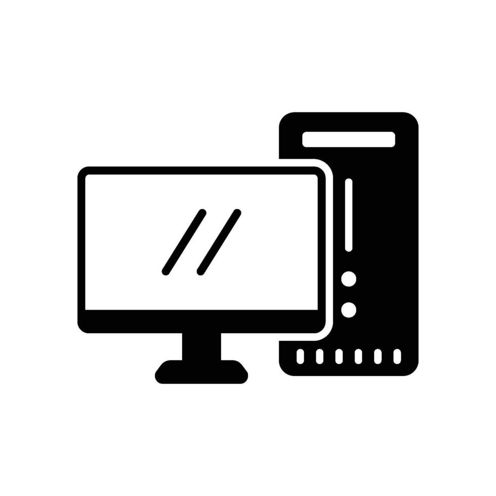 Desktop computer icon for personal computing vector