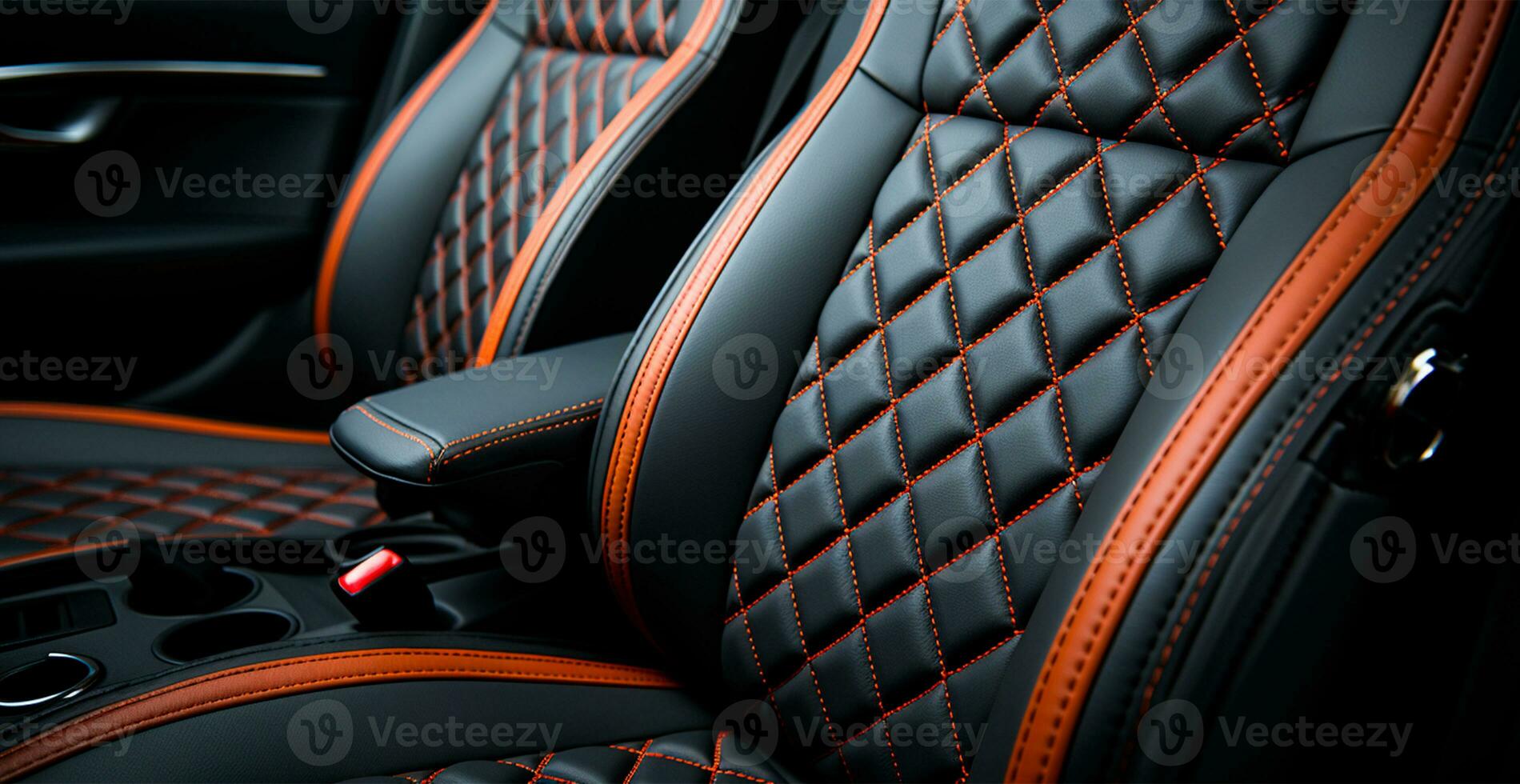 Car red black leather interior - AI generated image photo