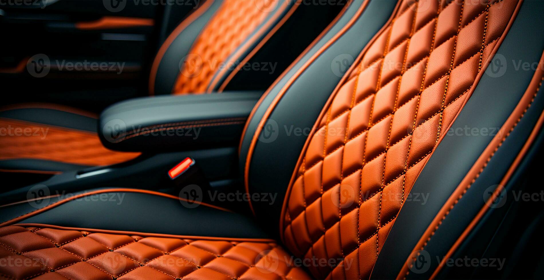 Car red black leather interior - AI generated image photo