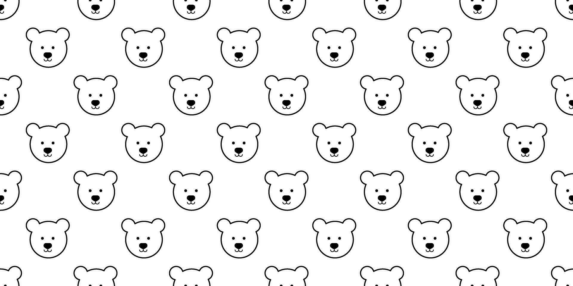 outline bear face seamless pattern vector