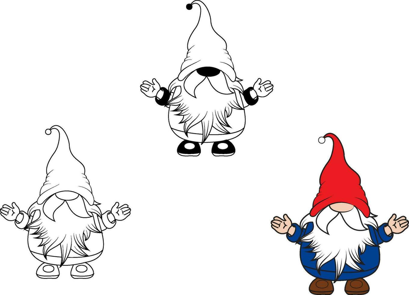Set Of Merry Christmas With Cute Gnomes Santa Claus Banner Design. Cute Cartoon Illustration vector