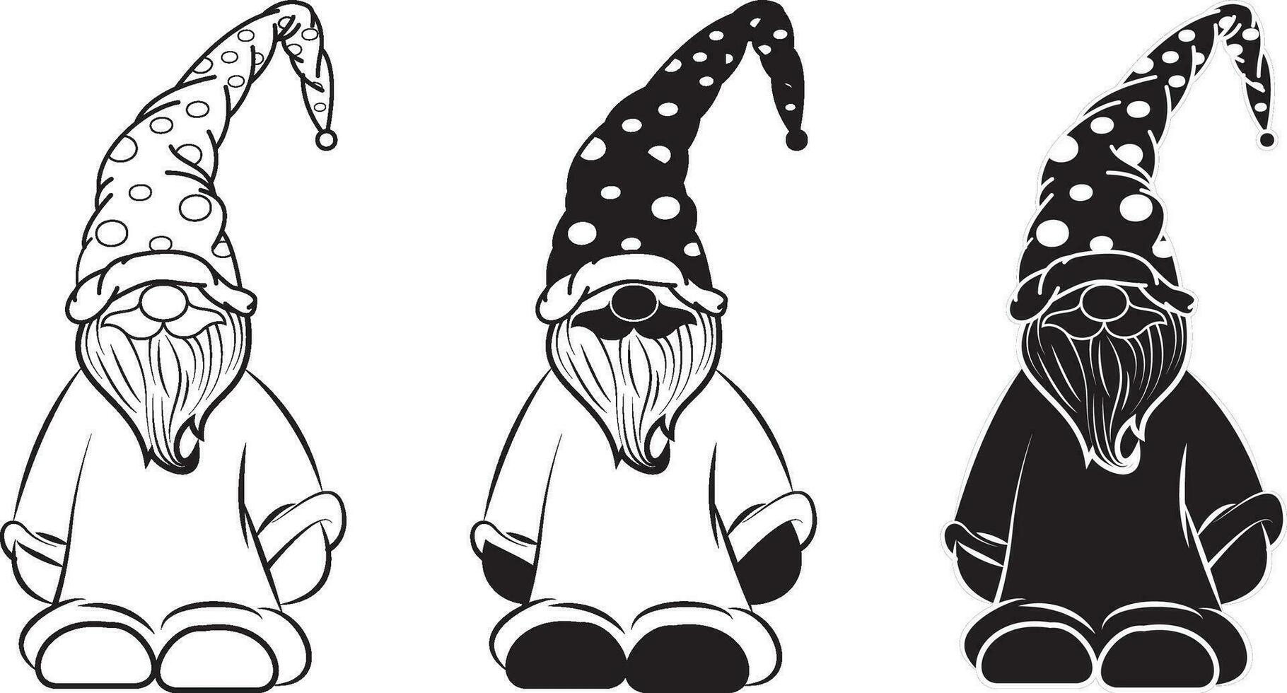 Vector Christmas Gnomes illustration. Gnome collection. Cute set with an elf isolated on white