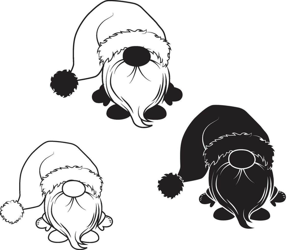 Vector Christmas Gnomes illustration. Gnome collection. Cute set with an elf isolated on white