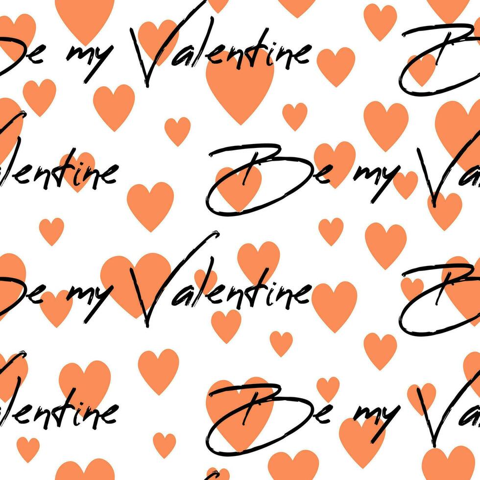 Valentine's Day seamless pattern. Watercolour texture heart shape. Red romantic textile print template. Love background. vector
