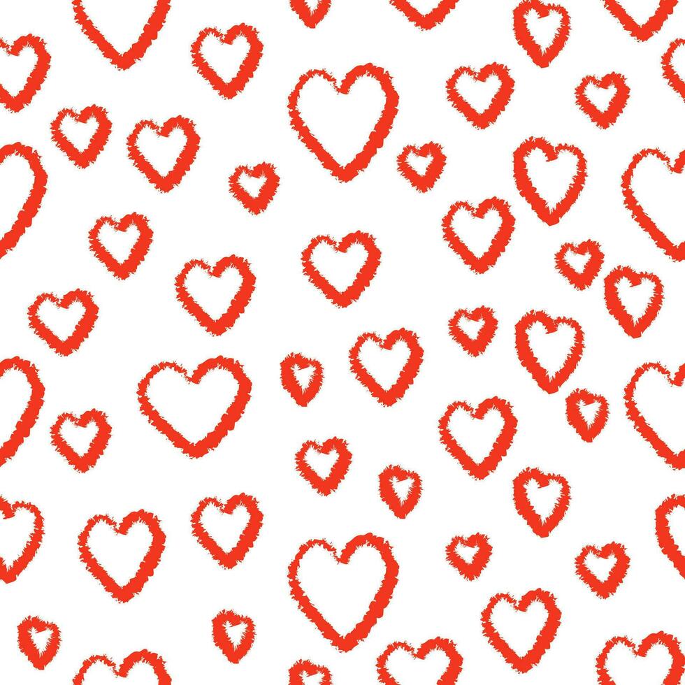 Valentine's Day seamless pattern. Watercolor texture heart shape. Red romantic textile print template. Love background. vector