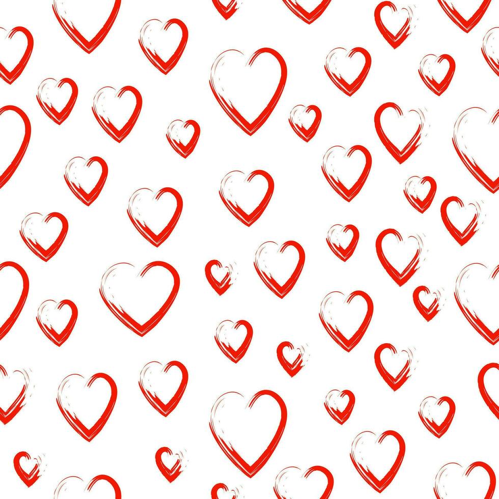 Valentine's Day seamless pattern. Watercolor texture heart shape. Red romantic textile print template. Love background. vector