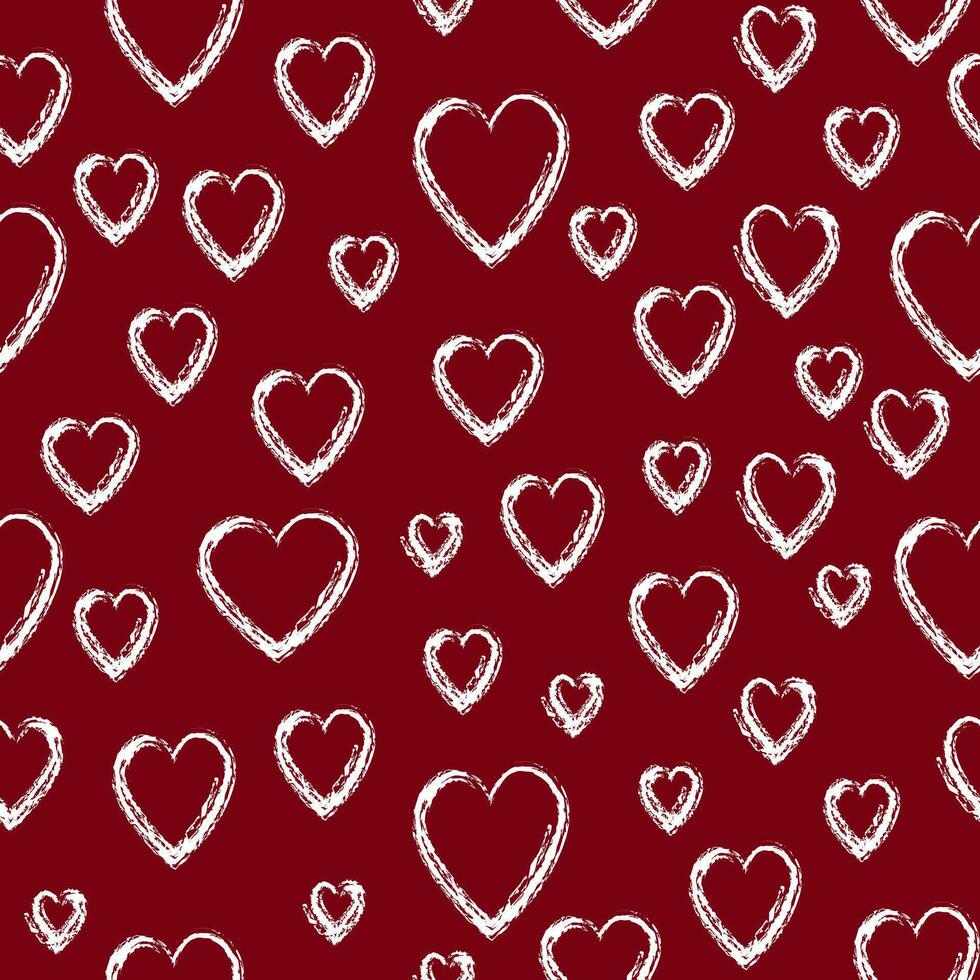 Valentine's Day seamless pattern. Watercolor texture heart shape. Red romantic textile print template. Love background. vector