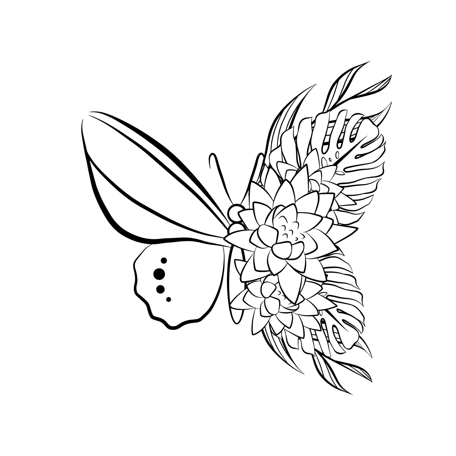 Butterfly Template, Butterfly Printable Template, Flower