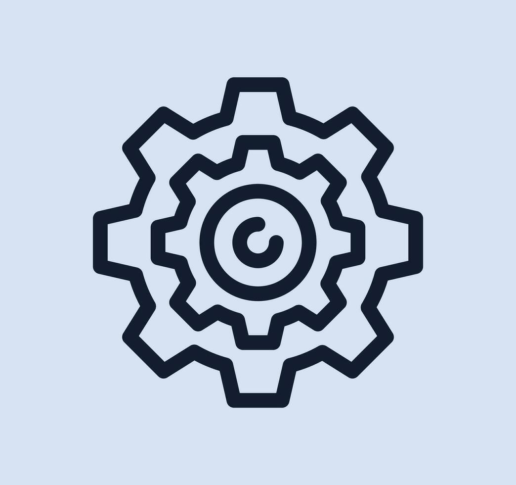 Gear wheel related icon outline and linear vector. vector