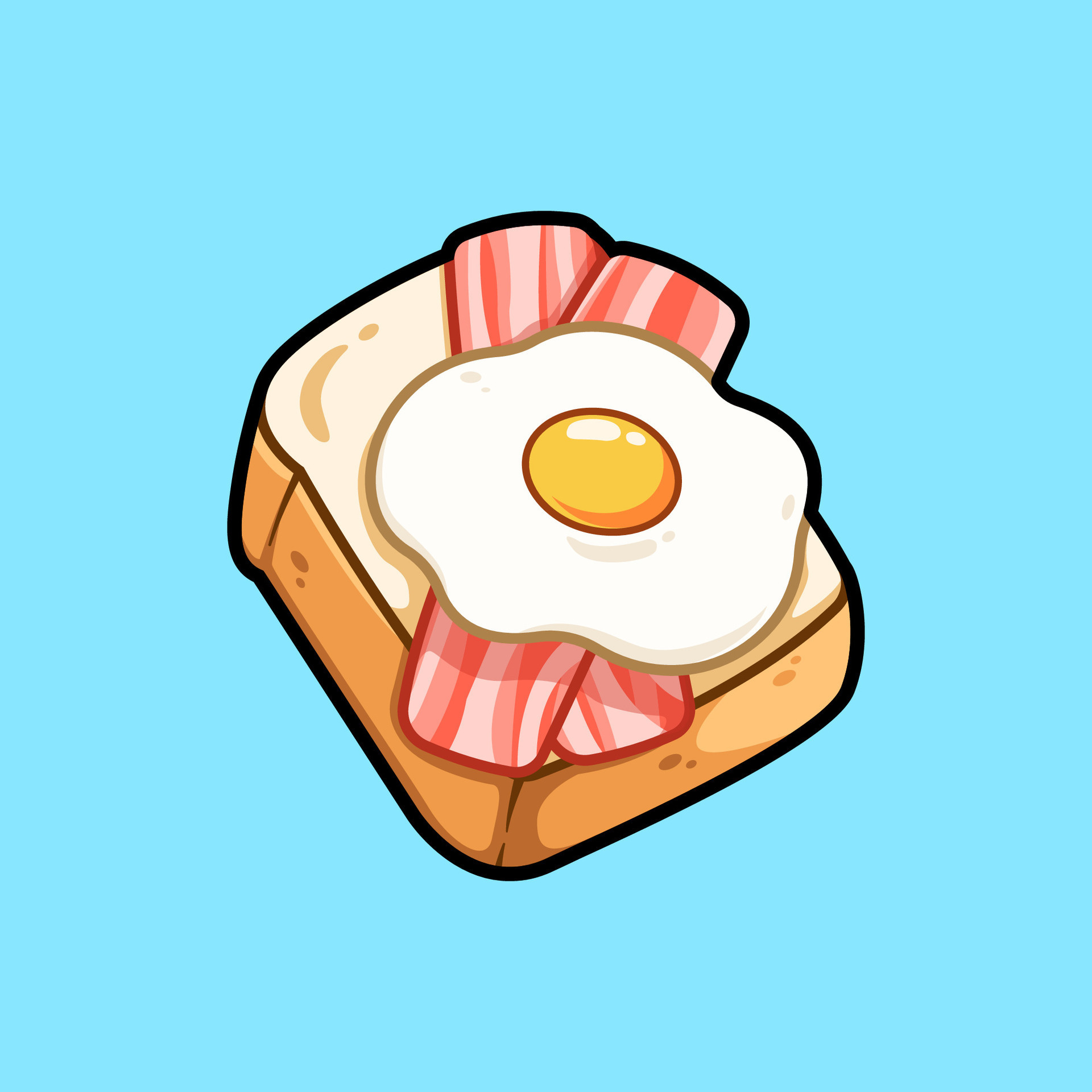 sandwich egg and bacon. Suitable for decoration, sticker, icon and