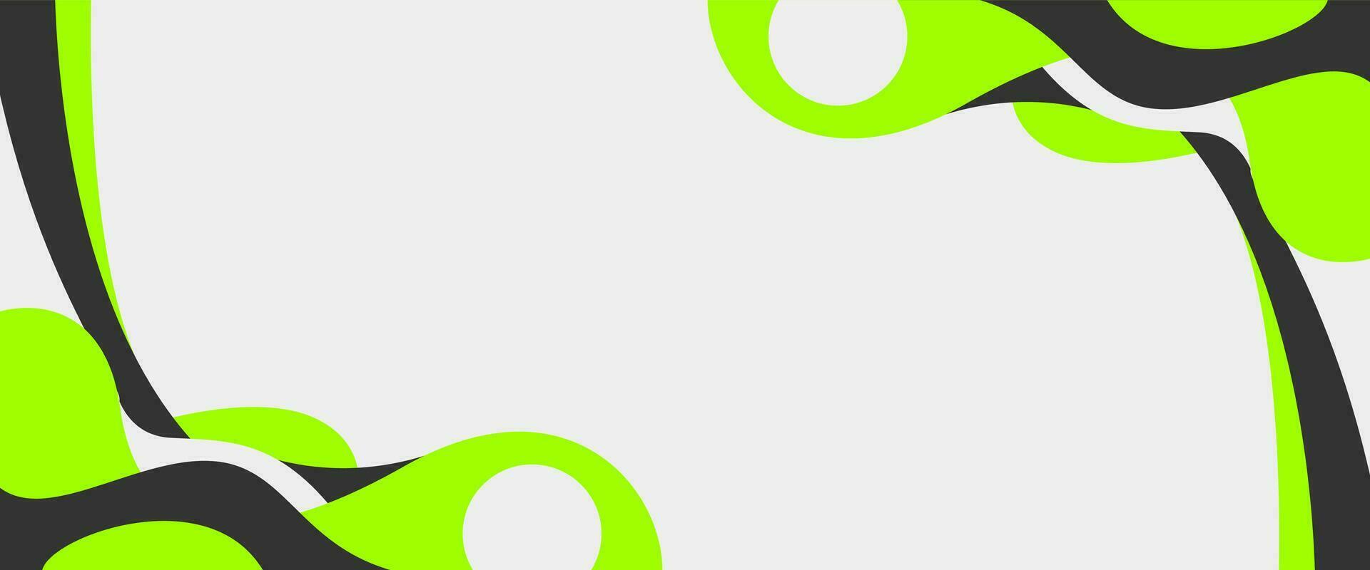 green and black wave abstract background frame with white banner design vector