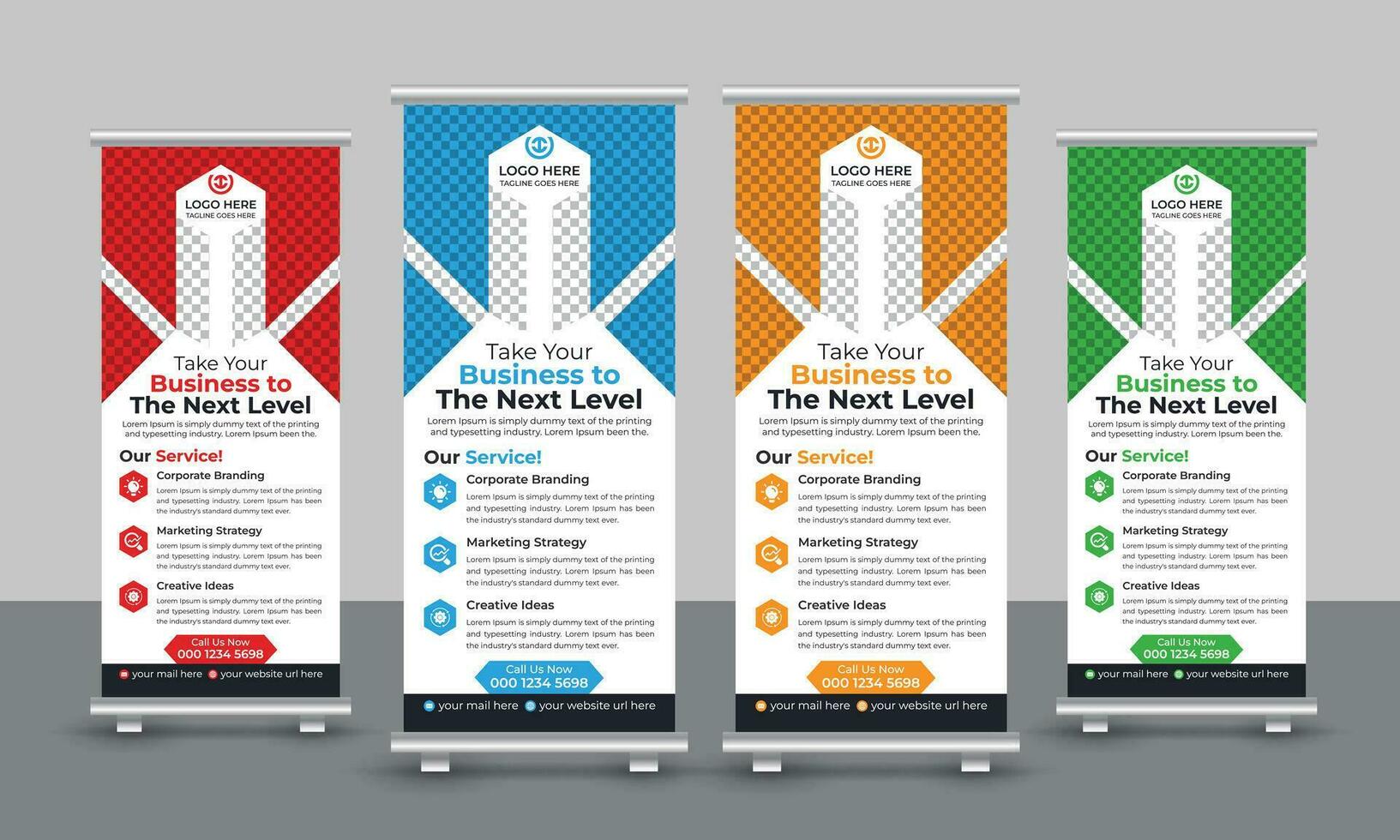 Corporate modern business roll up banner design pull up signage standee x retractable banner design template vector