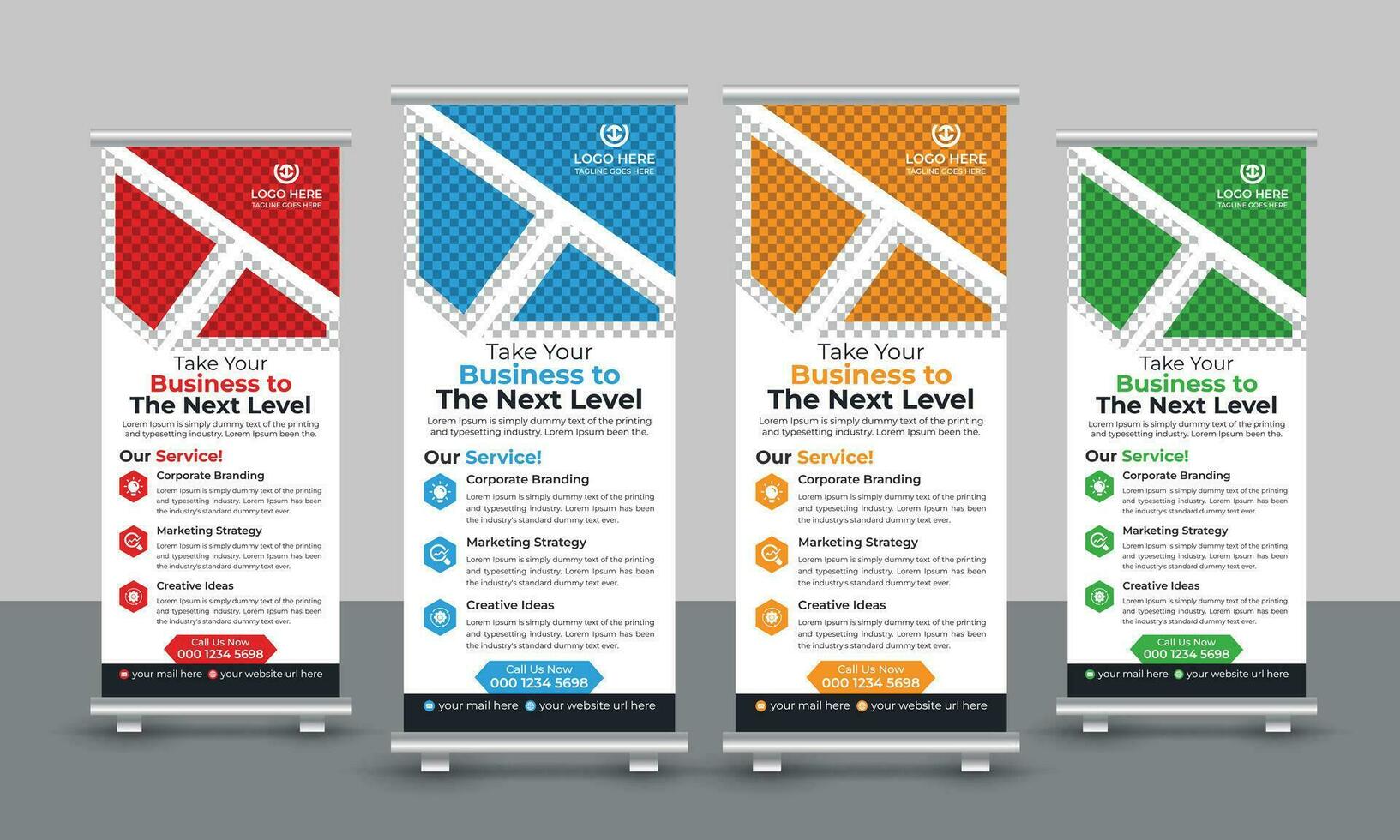Corporate business roll up banner design pull up signage standee x retractable banner design template vector