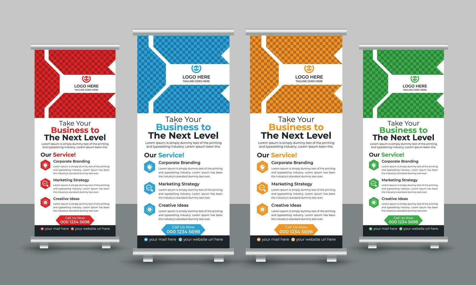 Corporate modern business roll up banner design pull up signage standee x retractable banner design template vector