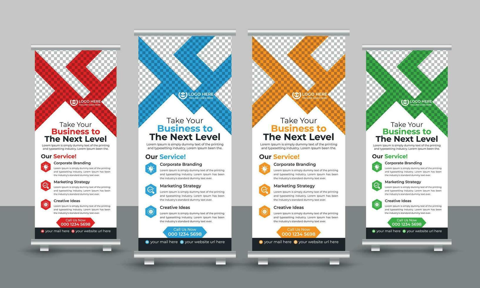 Corporate modern business roll up banner design pull up signage standee x retractable banner design template vector