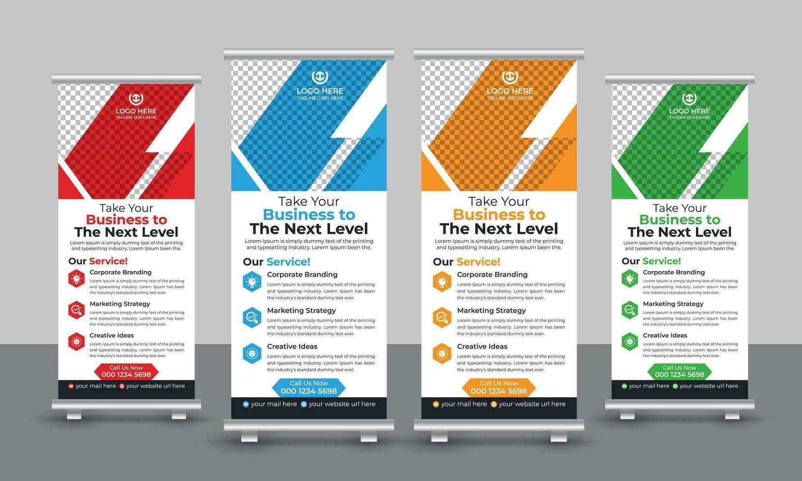 Corporate modern business roll up banner design pull up signage standee x retractable banner design template vector