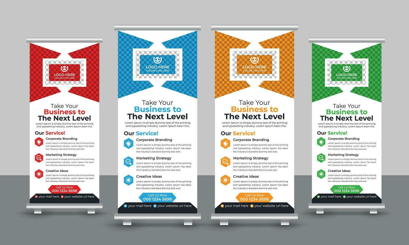 Corporate modern business roll up banner design pull up signage standee x retractable banner design template vector