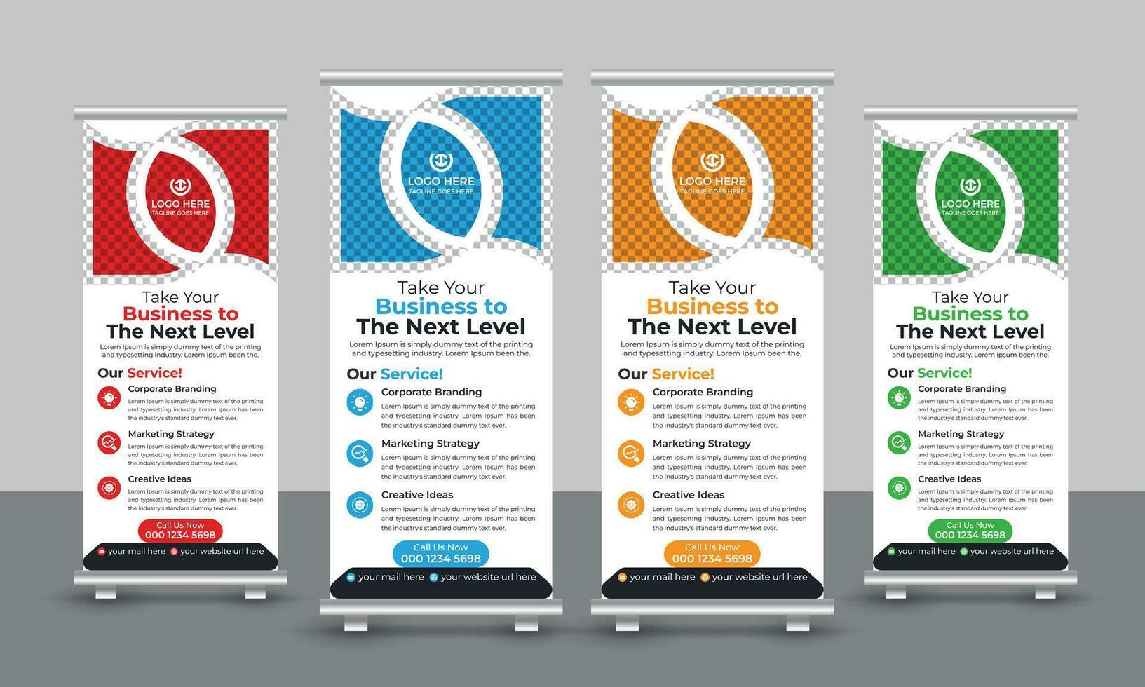 Corporate modern business roll up banner design pull up signage standee x retractable banner design template vector