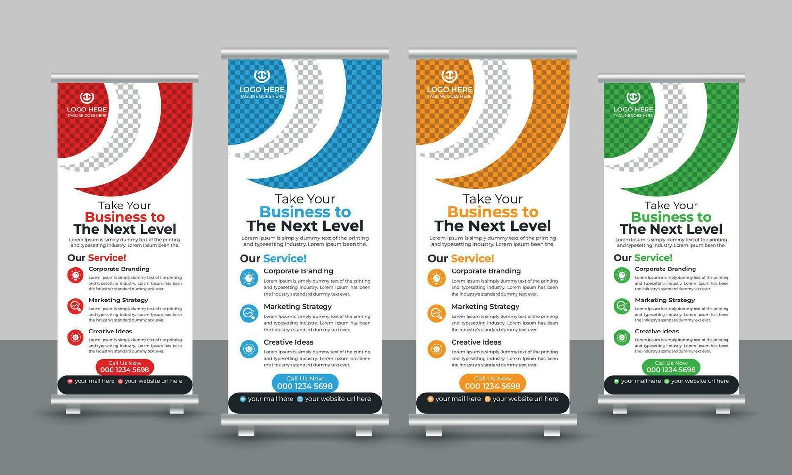 Corporate modern business roll up banner design pull up signage standee x retractable banner design template vector