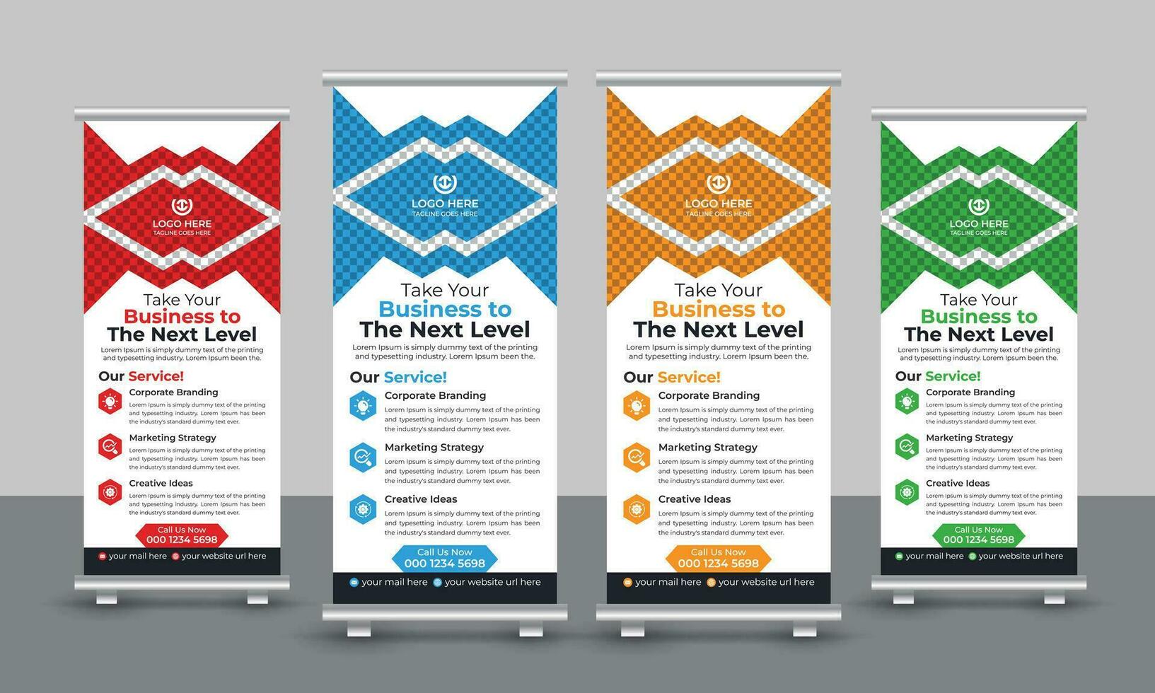 Corporate business roll up banner design pull up signage standee x retractable banner design template vector