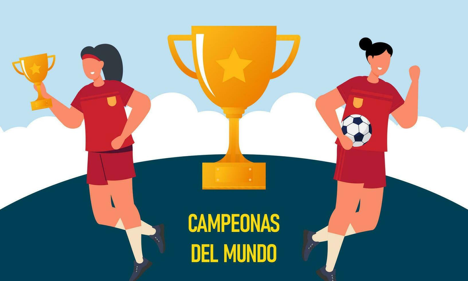 Victory for the Spanish women s national football team vector