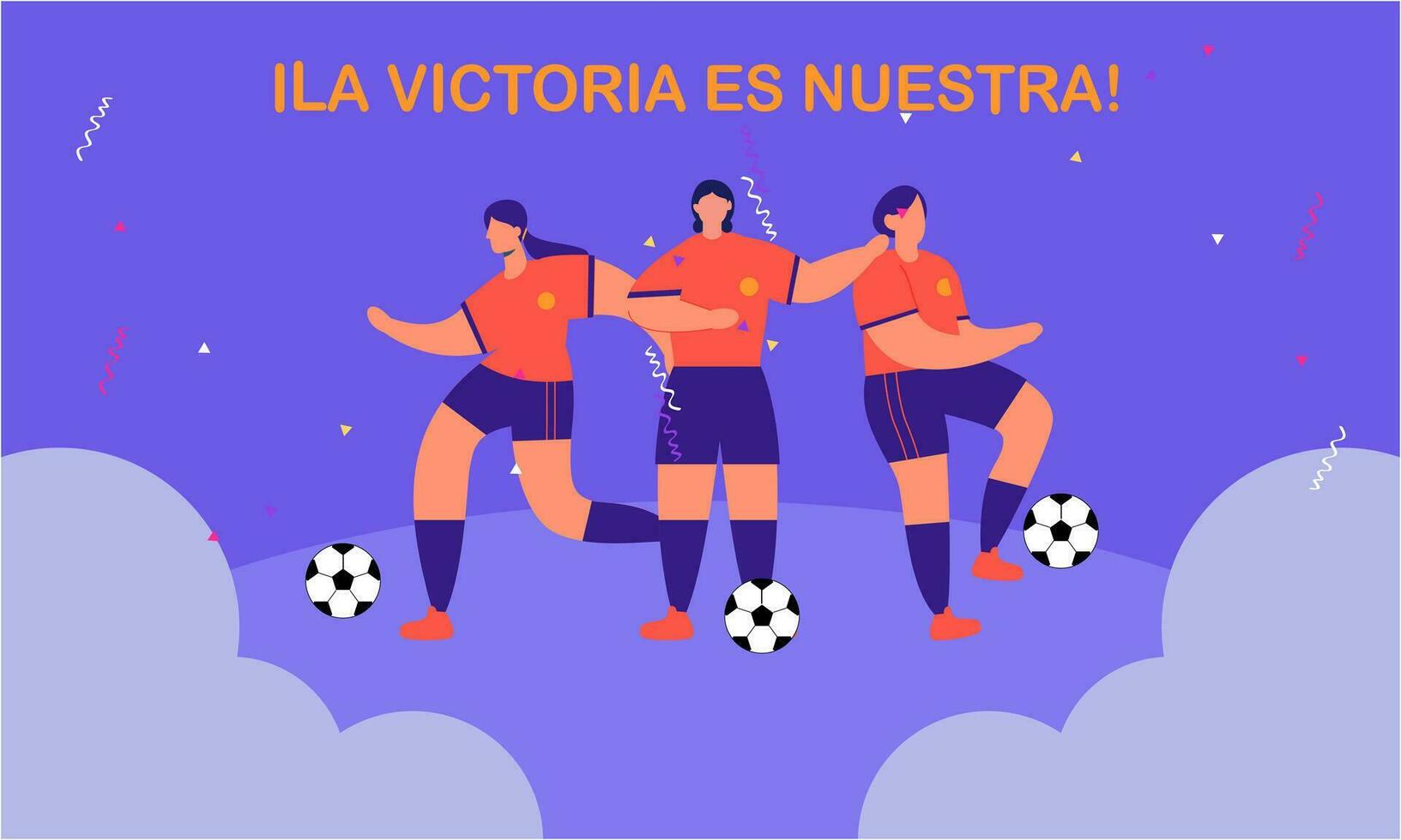 Victory for the Spanish women s national football team vector