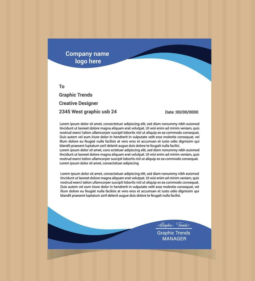 Professional Business Letterhead Template Design vector