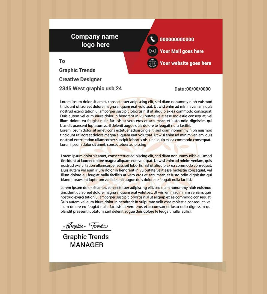 Professional Business Letterhead Template Design vector