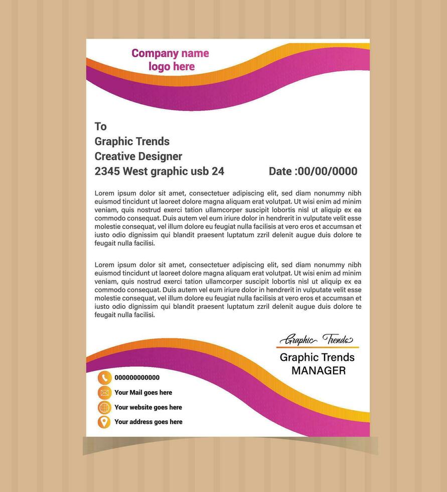 Professional Business Letterhead Template Design vector