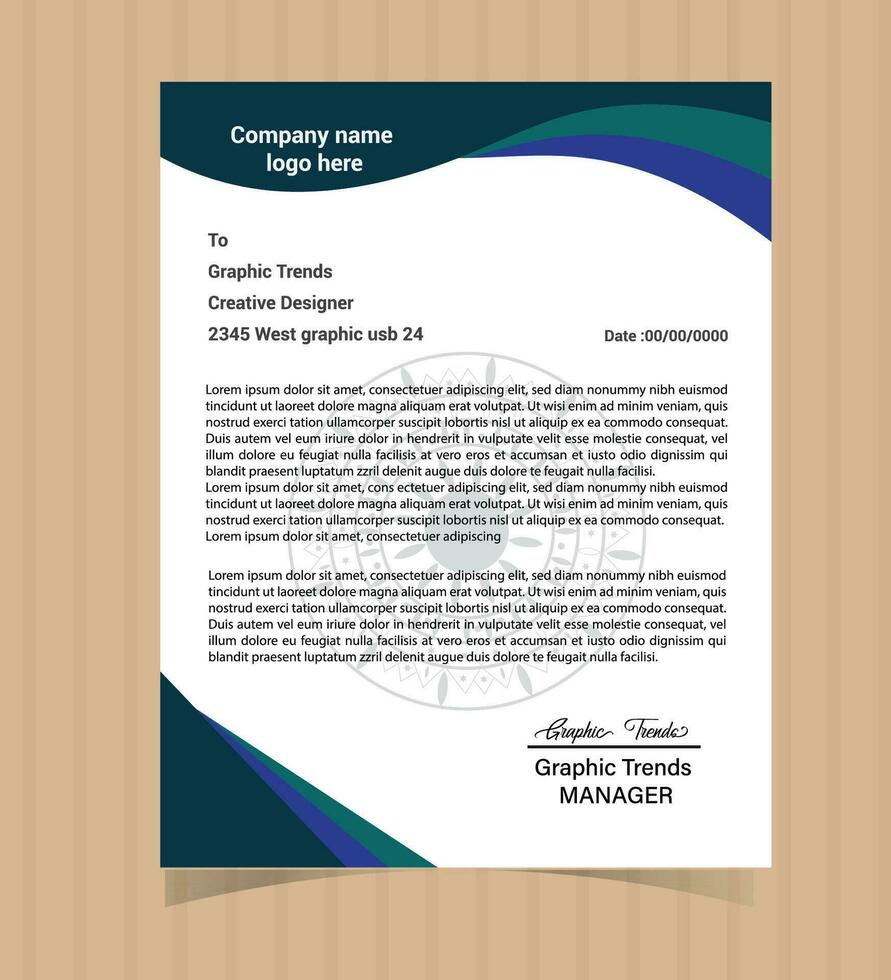 Professional Business Letterhead Template Design vector