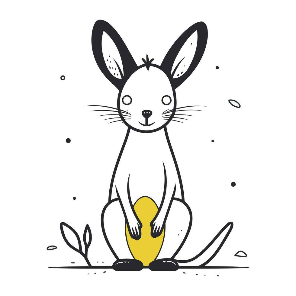 linda canguro con Pascua de Resurrección huevo. vector ilustración.