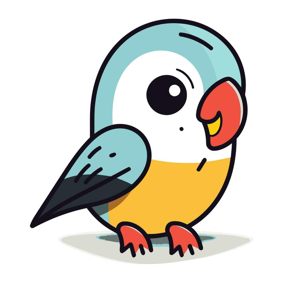 Cute parrot cartoon vector illustration isolated on a white background.