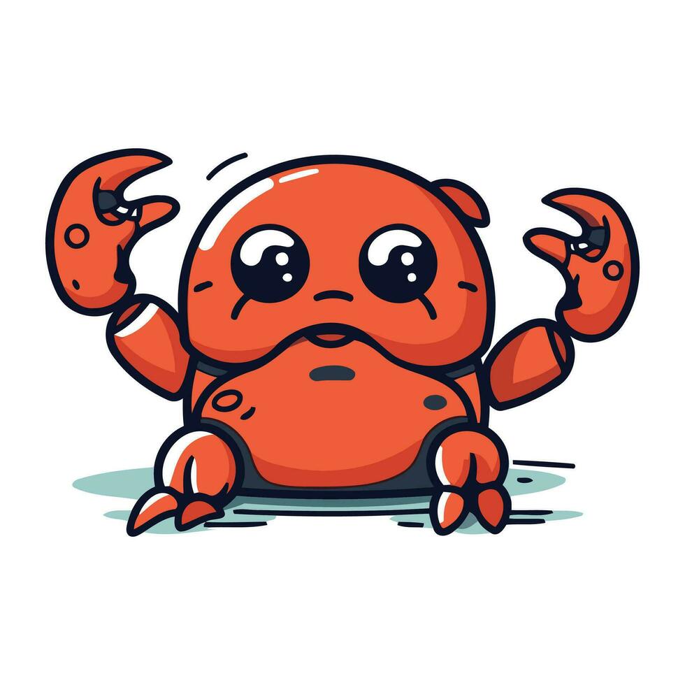 Cute cartoon crab. Vector illustration. Isolated on white background.