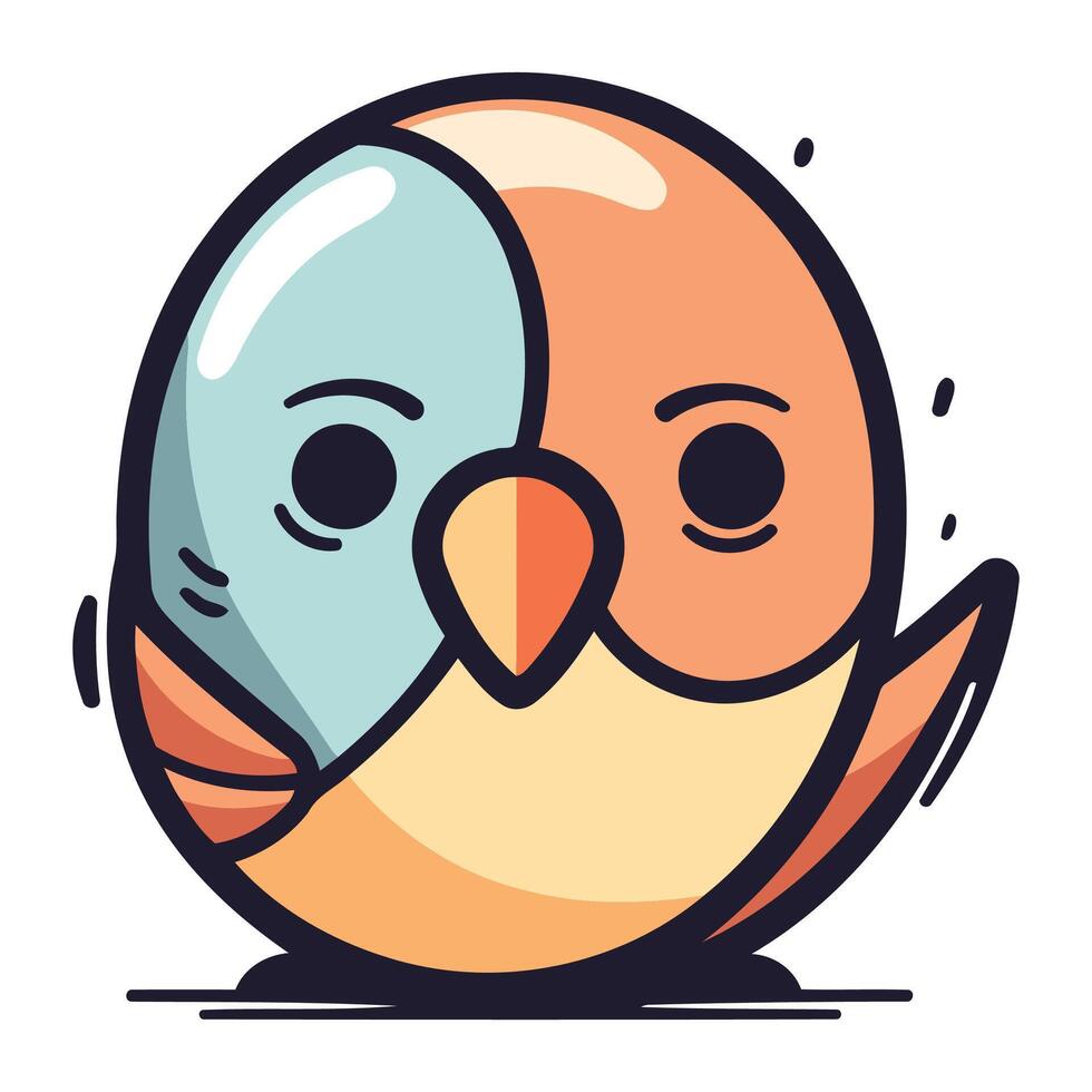 Cute little bird vector illustration. Cute cartoon animal character