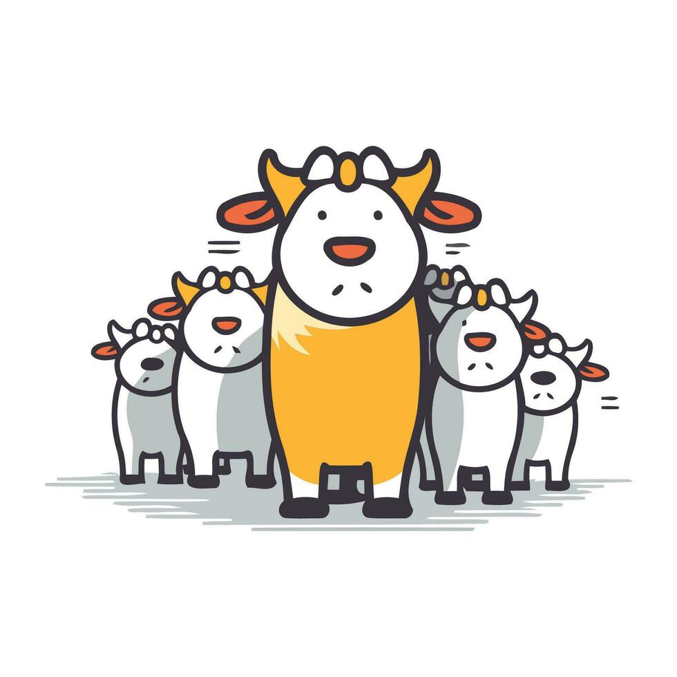 linda vaca familia. vector ilustración de un linda vaca familia.