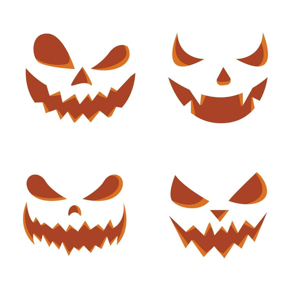 de miedo Víspera de Todos los Santos calabaza caras conjunto vector