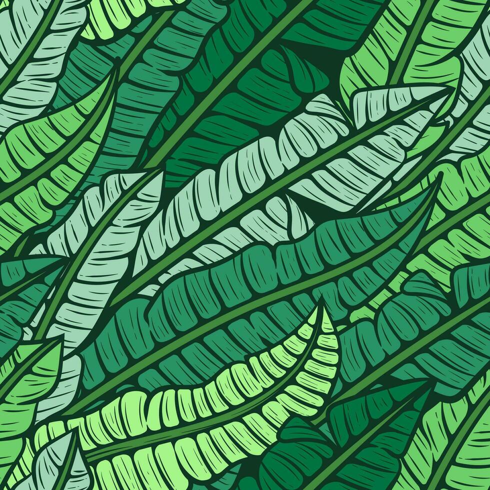 seamless banana leaf pattern vectors