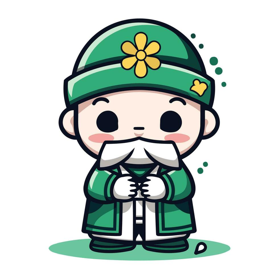 Kawaii Soldier Vector Illustration. Cute Cartoon Army Soldier Character