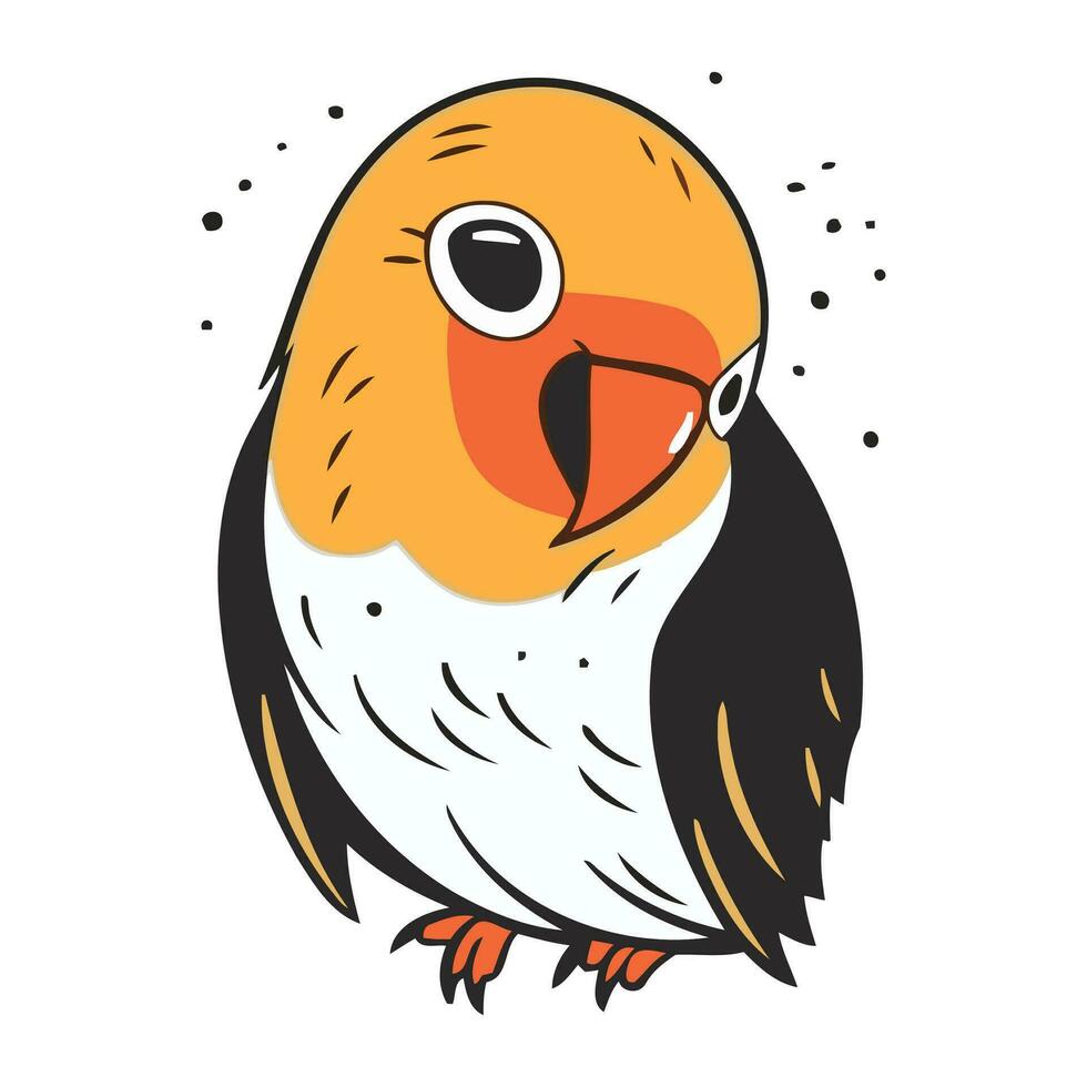 Cute parrot isolated on white background. Hand drawn vector illustration.