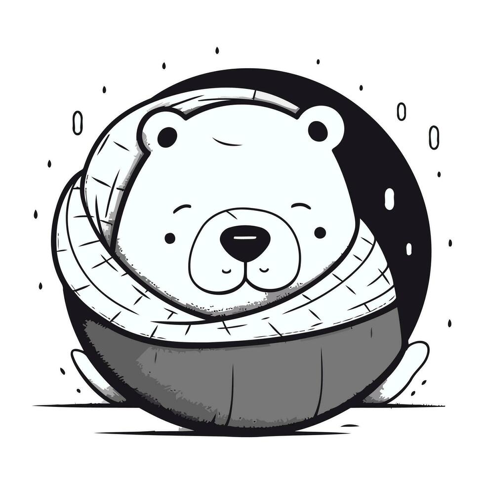 polar oso en el lluvia. vector ilustración en dibujos animados estilo.