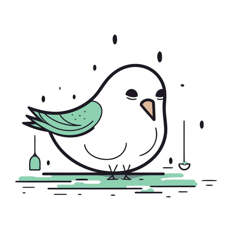 Cute cartoon bird. Vector illustration in doodle style.