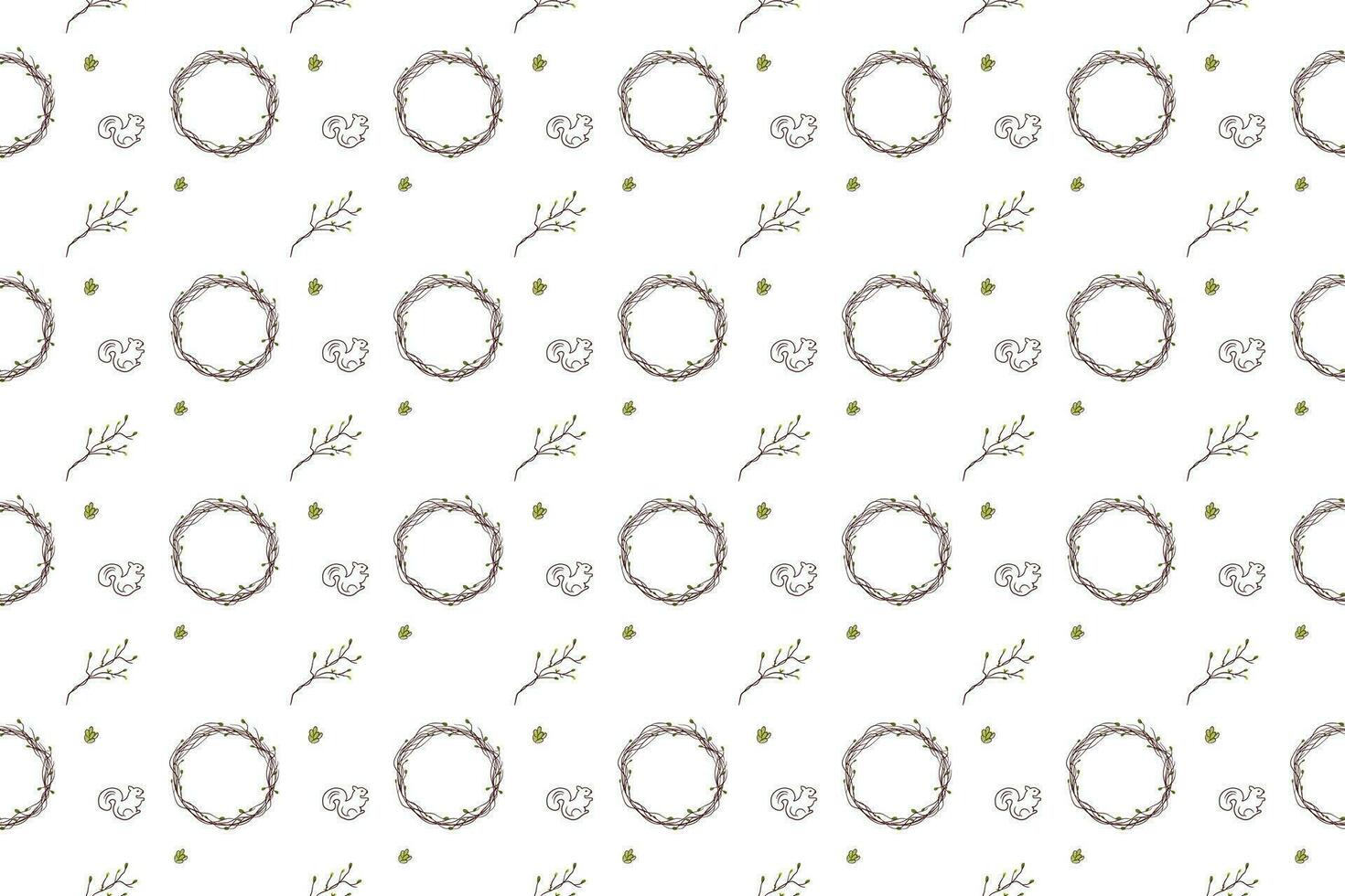 Bouquet of dry branches with squirrel as seamless pattern background vector