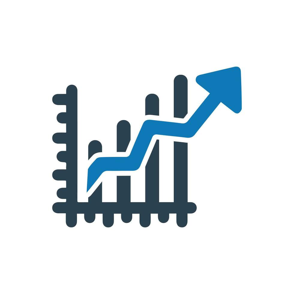 Graph with trend arrow going up vector