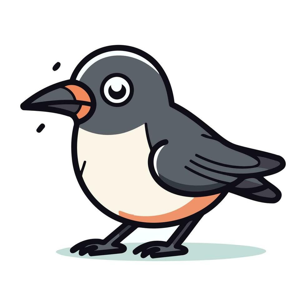 Cute cartoon crow. Vector illustration isolated on a white background.